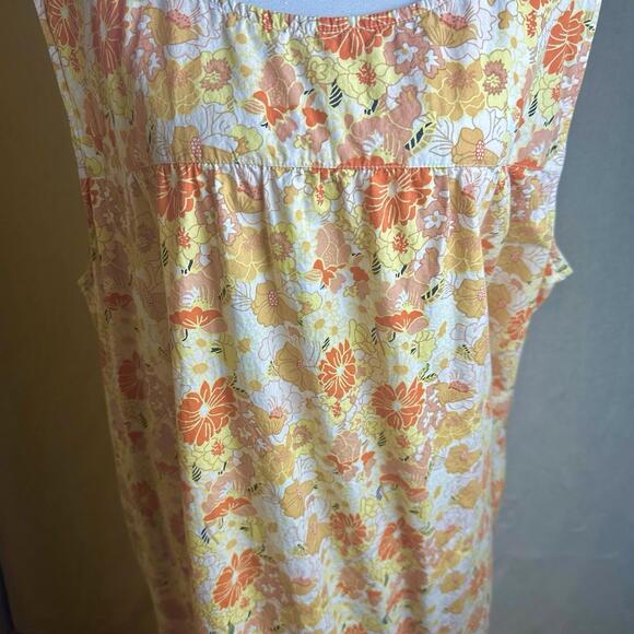 The Vermont Country Store Pinafore Flowy Dress Womens 1X Cotton Floral Pockets - Picture 6 of 11